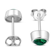 Green Cubic Zirconia Silver Stud Earrings, e426st